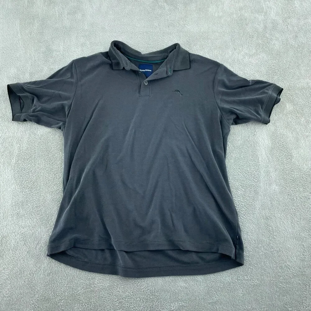 💥 Tommy Bahama Gray Polo Shirt XL Modal & Polyester Blend Mens 2631